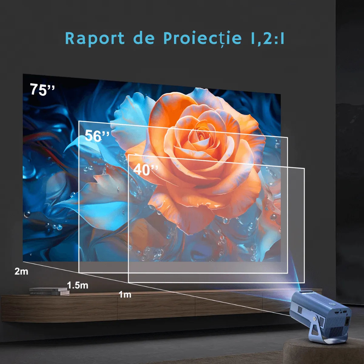 Videoproiector portabil Cinevo CVO‑G1 – Cinema acasă, 4K UHD, Android 11